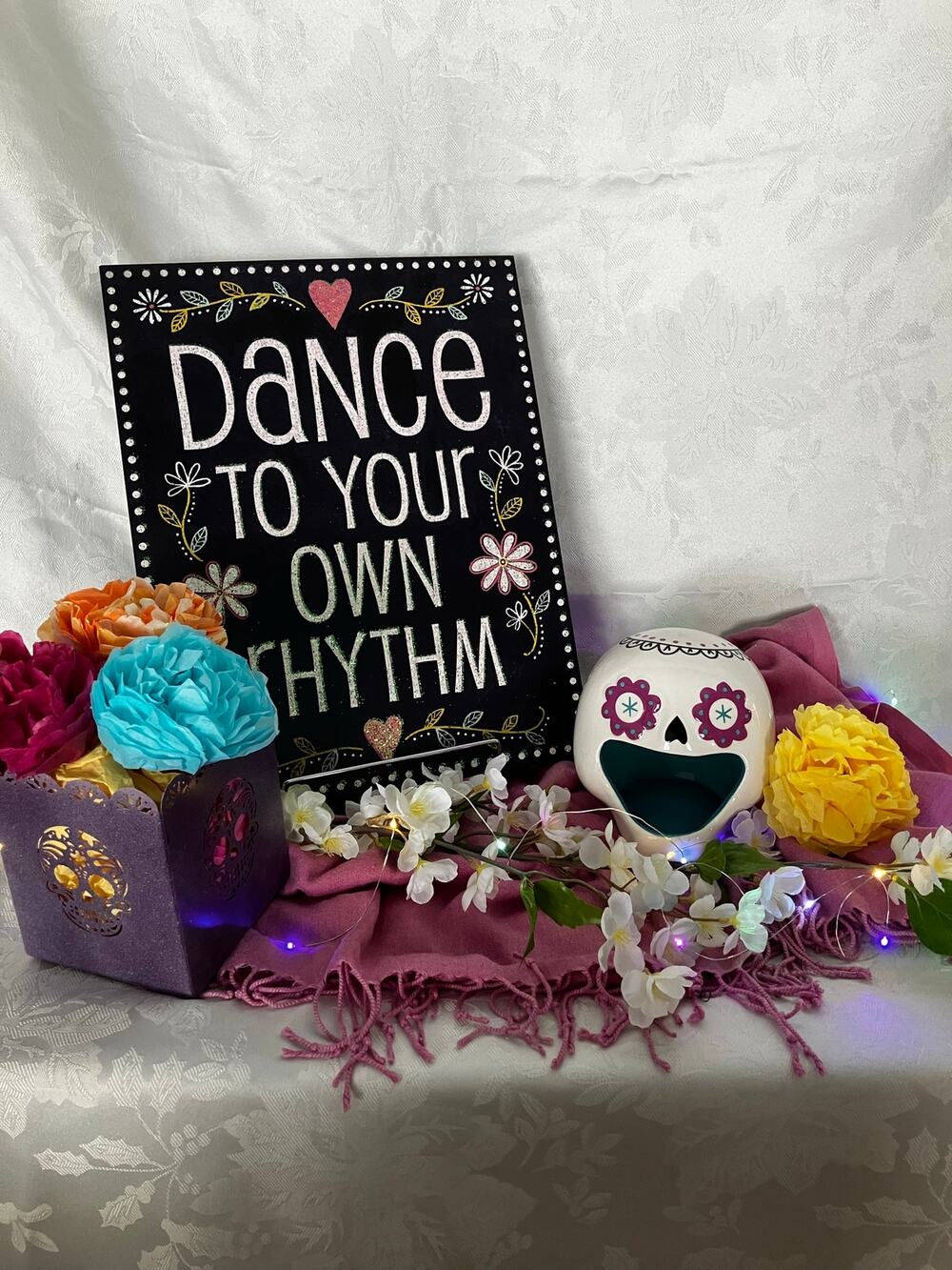 Day of the Dead Tabletop Centerpiece Dia de los Muertos Sugar Skull Decor